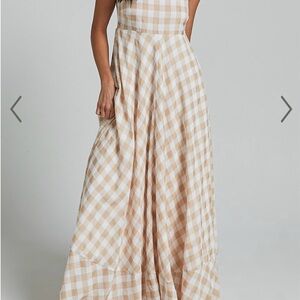 Showpo Tan Checkered Maxi Dress